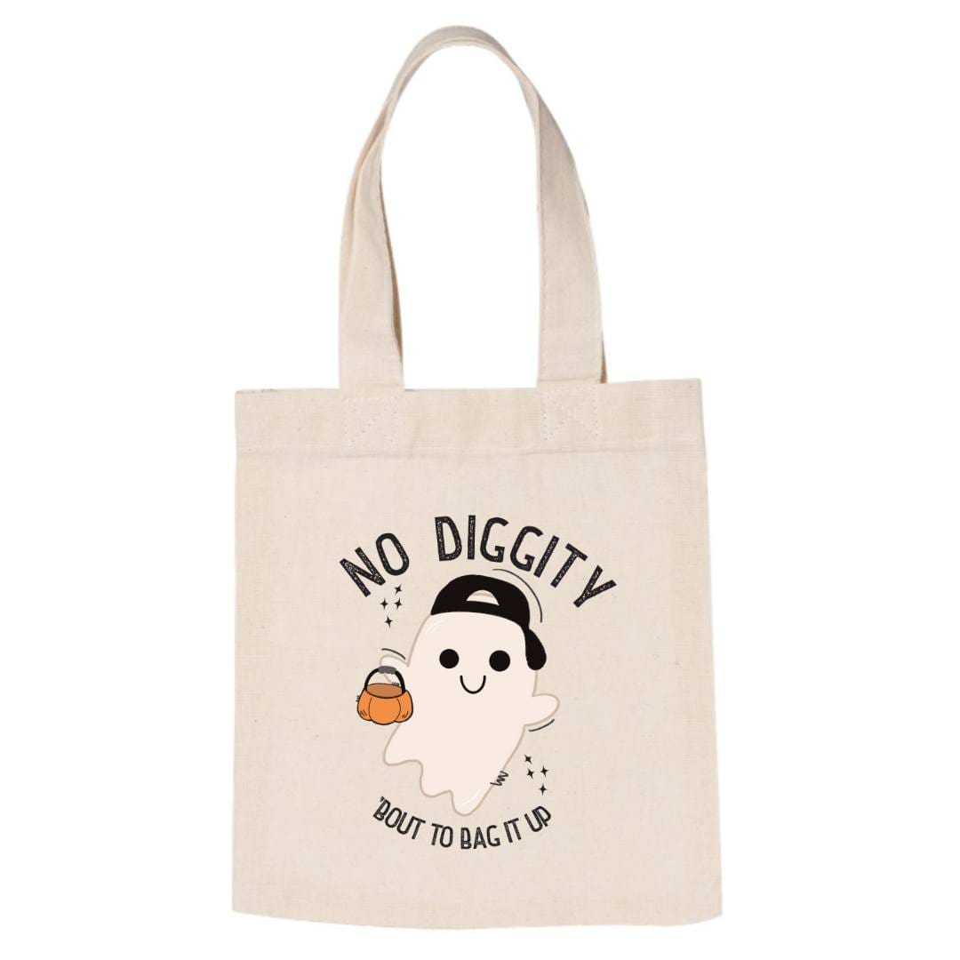 OAD - Small Canvas Tote - OAD115 Halloween Candy Tote Bag - MINI Size 8" x 8" Cream