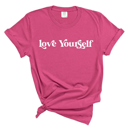 1717 neon pink or heliconia Love Yourself Graphic Tee