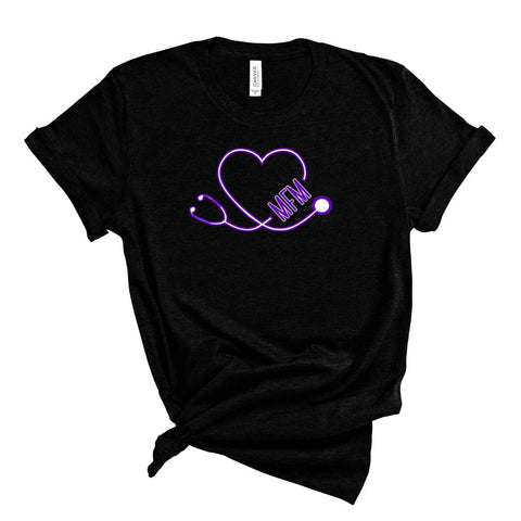 dBoldTees & DTF Transfers MFM Heart stethoscope Design 4 T-Shirt / XS / Black