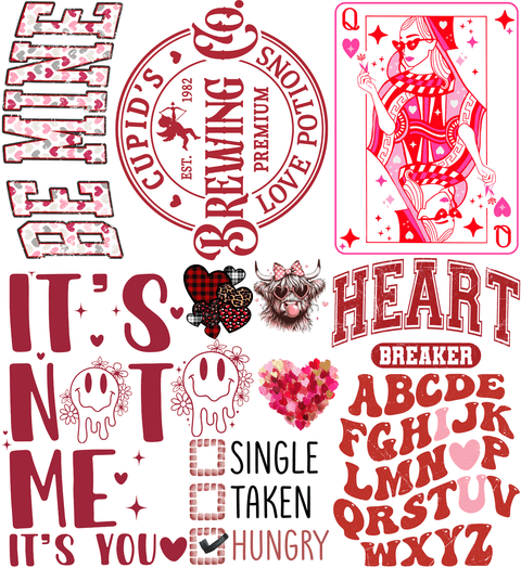 dBoldTees & DTF Transfers Mini Gang Sheet 22" x 24" - Valentine's Day