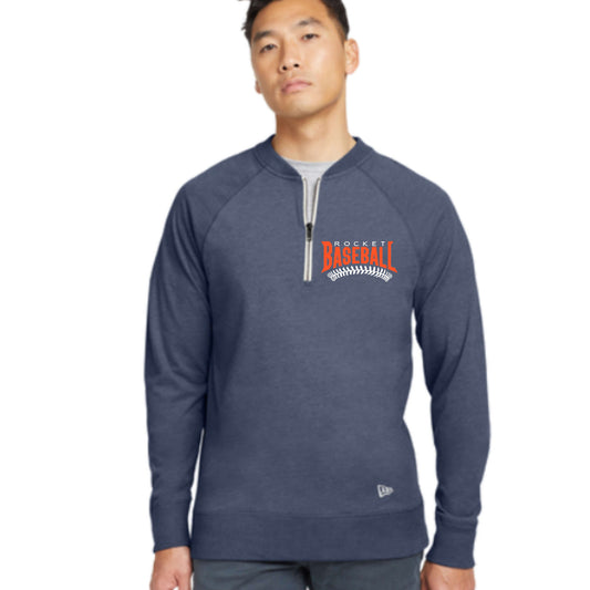 dBoldTees & DTF Transfers New Era ® Sueded Cotton Blend 1/4-Zip Pullover Rocket Baseball - FR002