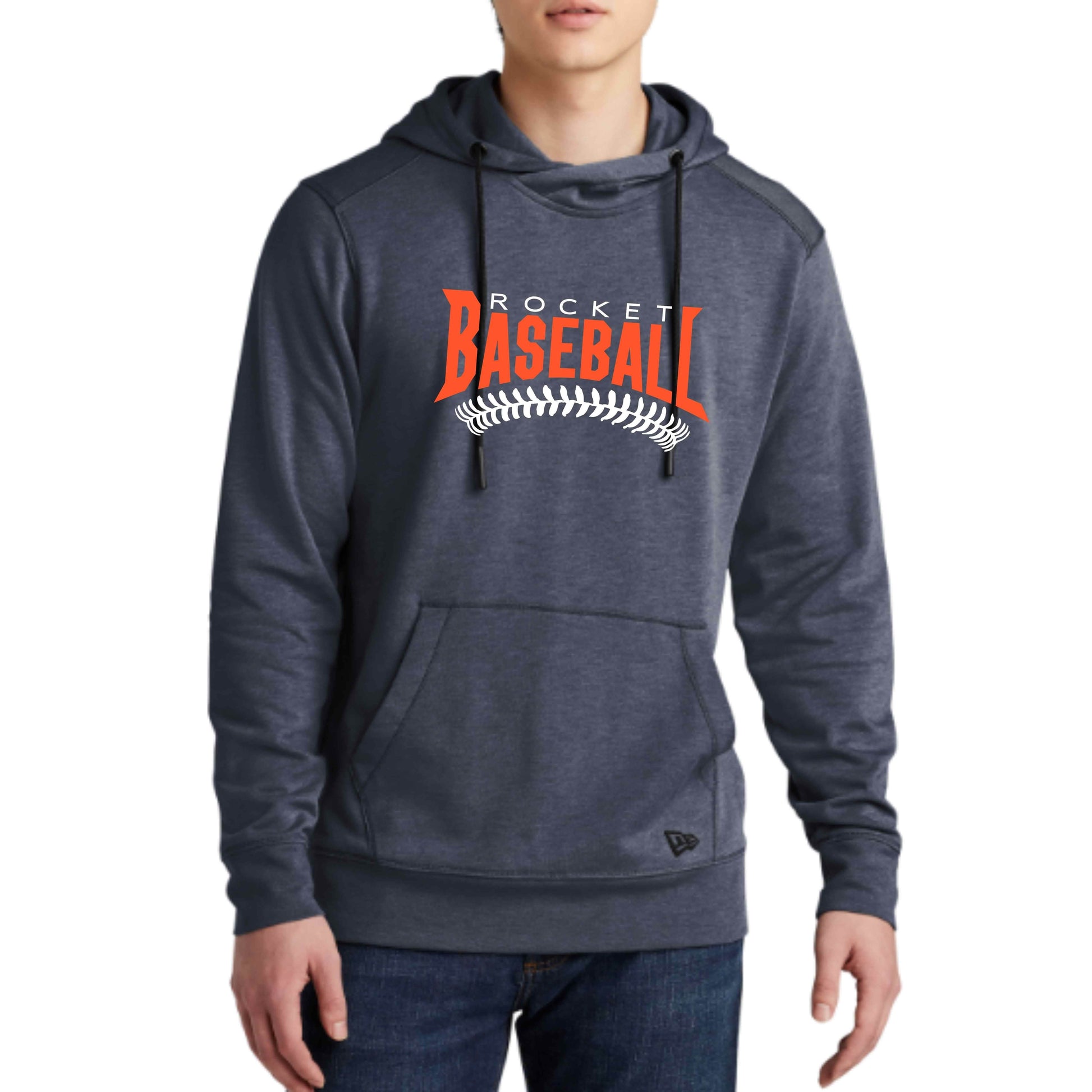 dBoldTees & DTF Transfers New Era® Tri-Blend Fleece Pullover Hoodie Rocket Baseball - FR002 Adult Small