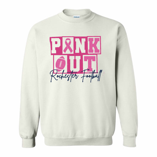 dBoldTees & DTF Transfers Pink Out Rochester Football Gildan Crewneck Sweartshirt FR001 Youth XS