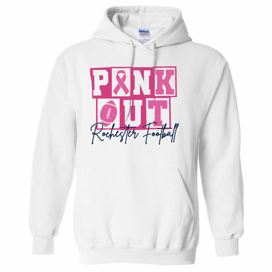 dBoldTees & DTF Transfers Pink Out Rochester Football Gildan Hooded Sweartshirt FR001 Youth XS