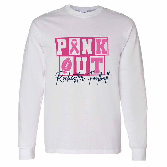 dBoldTees & DTF Transfers Pink Out Rochester Football Gildan Long Sleeve T-Shirt FR001 Youth XS