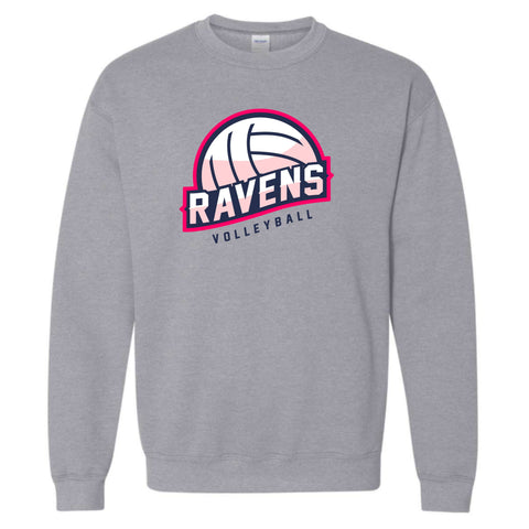 dBoldTees & DTF Transfers Ravens Volleyball Gildan Crewneck Sweatshirt - TS033 Youth XS / Gray