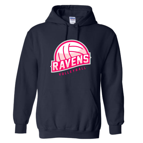 dBoldTees & DTF Transfers Ravens Volleyball Gildan Hooded Sweatshirt - TS033 Youth XS / Navy