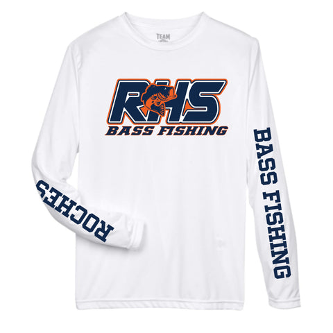 dBoldTees & DTF Transfers RHS Bass Fishing Performance Long Sleeve T-Shirt - TS035 Youth XS / White