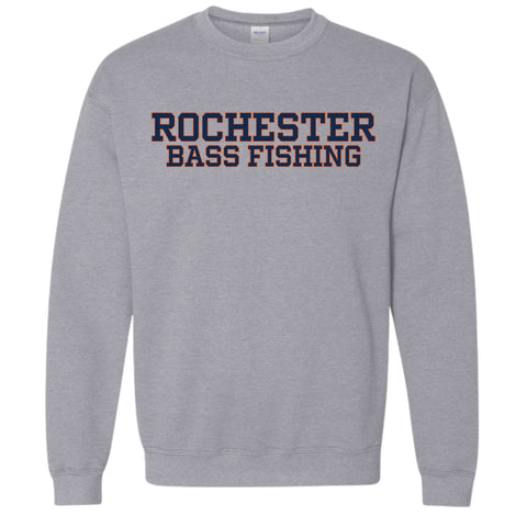 dBoldTees & DTF Transfers Rochester Bass Fishing Gildan Crewneck Sweatshirt - TS035 Youth XS / Gray