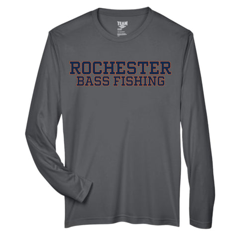 dBoldTees & DTF Transfers Rochester Bass Fishing Performance Long Sleeve T-Shirt - TS035 Youth XS / Gray