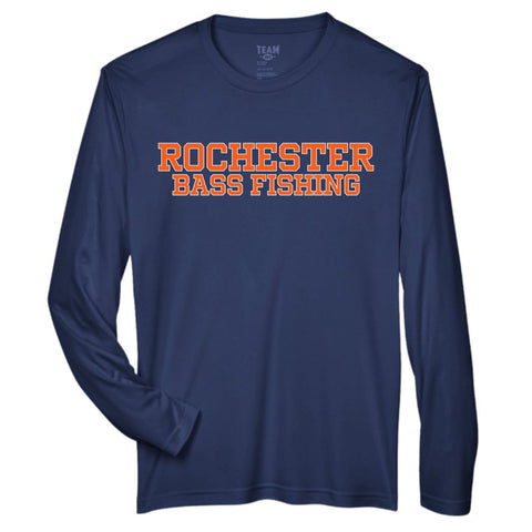 dBoldTees & DTF Transfers Rochester Bass Fishing Performance Long Sleeve T-Shirt - TS035 Youth XS / Navy