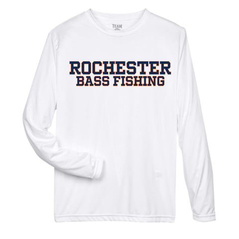 dBoldTees & DTF Transfers Rochester Bass Fishing Performance Long Sleeve T-Shirt - TS035 Youth XS / White