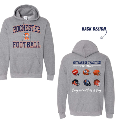 dBoldTees & DTF Transfers Rochester Football 30 Years of Tradition Hooded Sweatshirt FR114