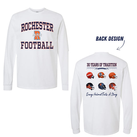 dBoldTees & DTF Transfers Rochester Football 30 Years of Tradition Long Sleeved T-shirt FR114