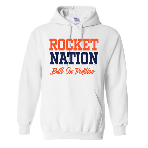 dBoldTees & DTF Transfers Rochester Football Rocket Nation Built On Tradition Hooded Sweatshirt FR114 2T / White