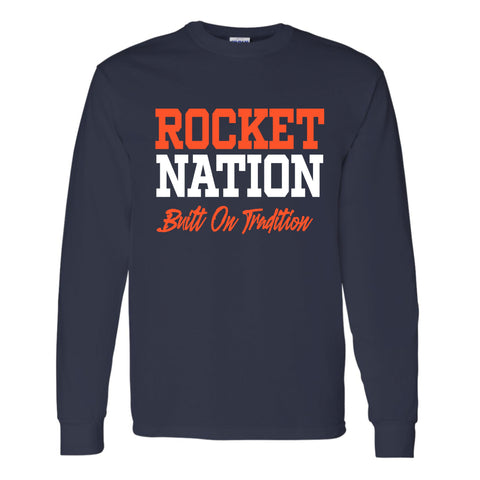 dBoldTees & DTF Transfers Rochester Football Rocket Nation Built On Tradition Long Sleeved T-shirt FR114 2T / Navy