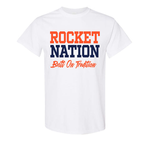 dBoldTees & DTF Transfers Rochester Football Rocket Nation Built On Tradition T-shirt FR114 2T / White
