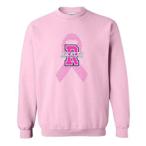 dBoldTees & DTF Transfers Rochester Football Rocket Nation Wears Pink Crewneck Sweatshirt FR010 Adult XS