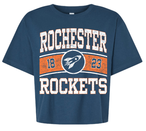 dBoldTees & DTF Transfers Rochester Rockets 1823 Women's Crop Tee - RR001 Adult Small / Seablue