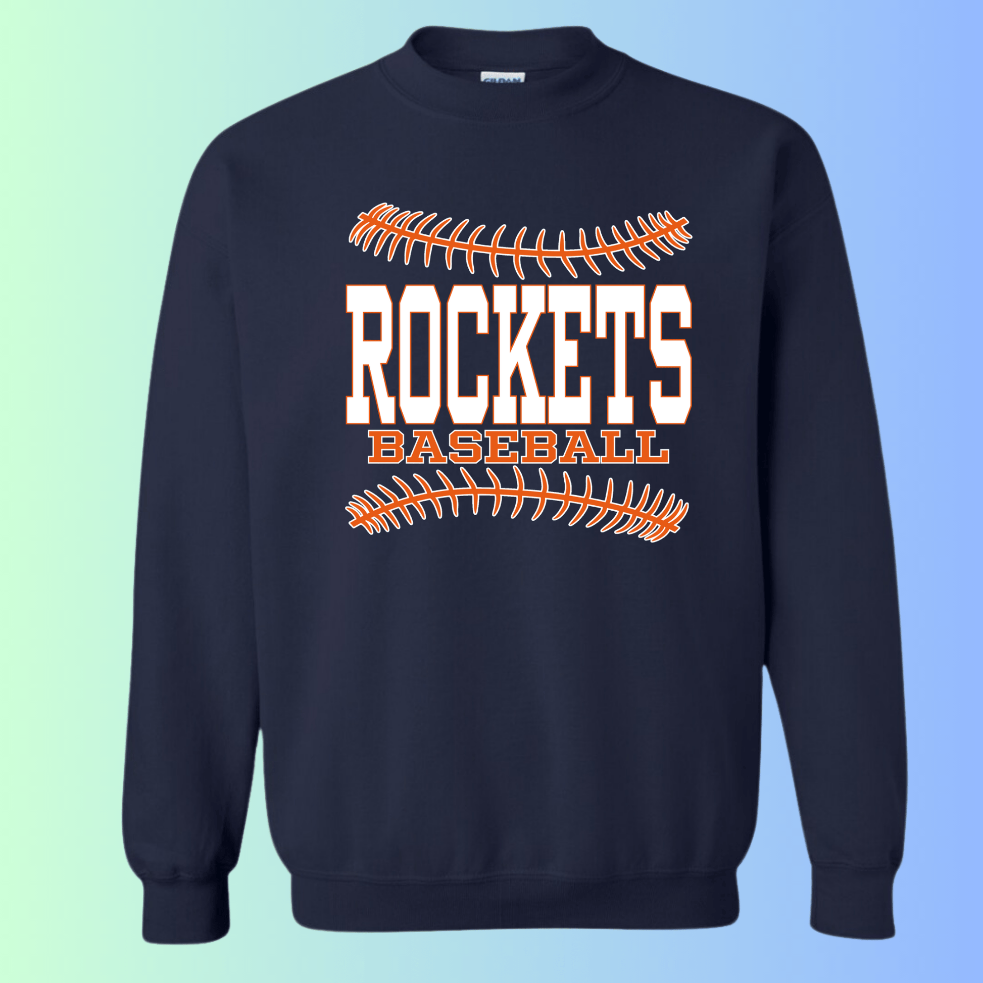 dBoldTees & DTF Transfers Rochester Rockets Baseball Gildan Apparel - RR001 Crewneck 18000 / Adult Small / Navy