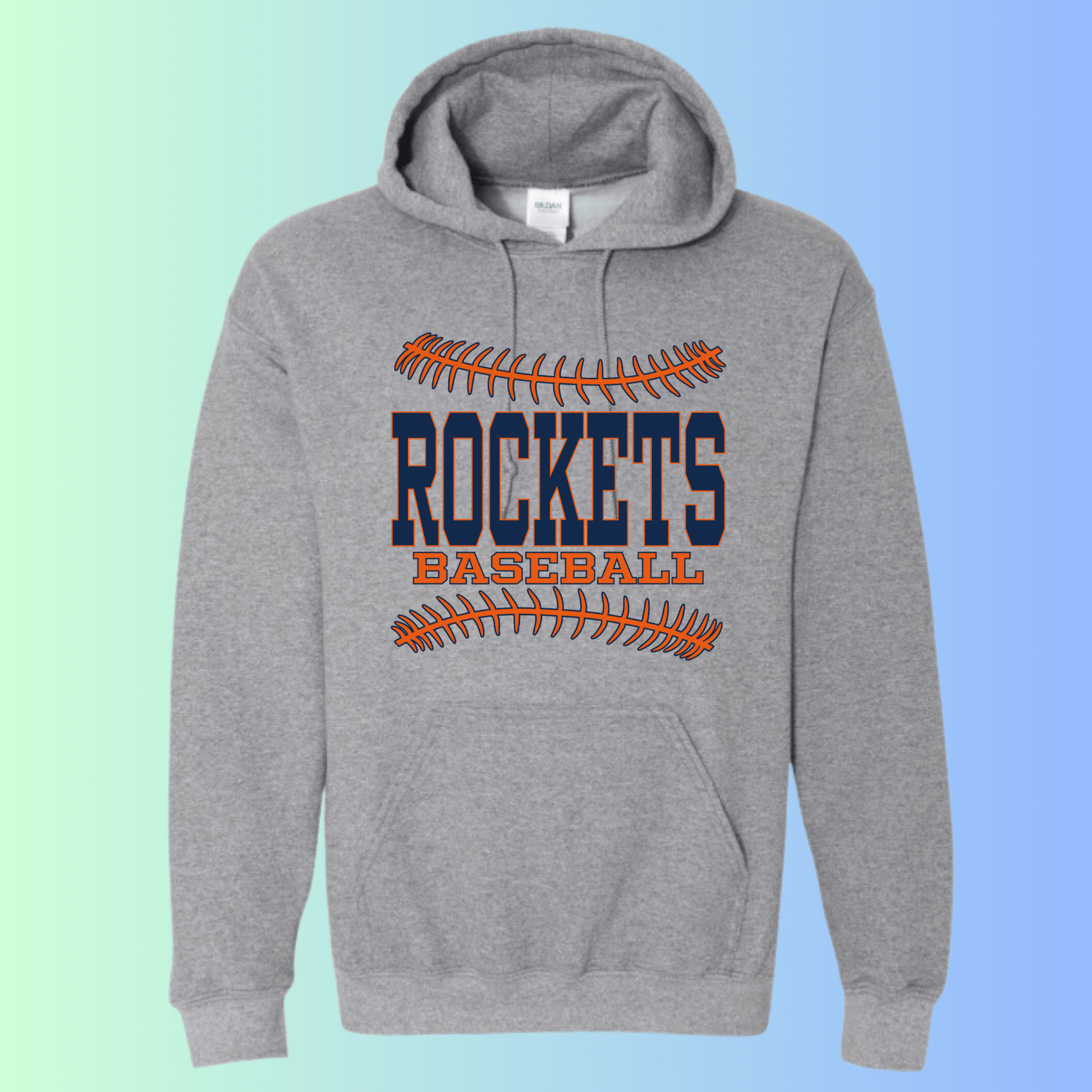 dBoldTees & DTF Transfers Rochester Rockets Baseball Gildan Apparel - RR001 Hoodie 18500 / Adult Small / Gray