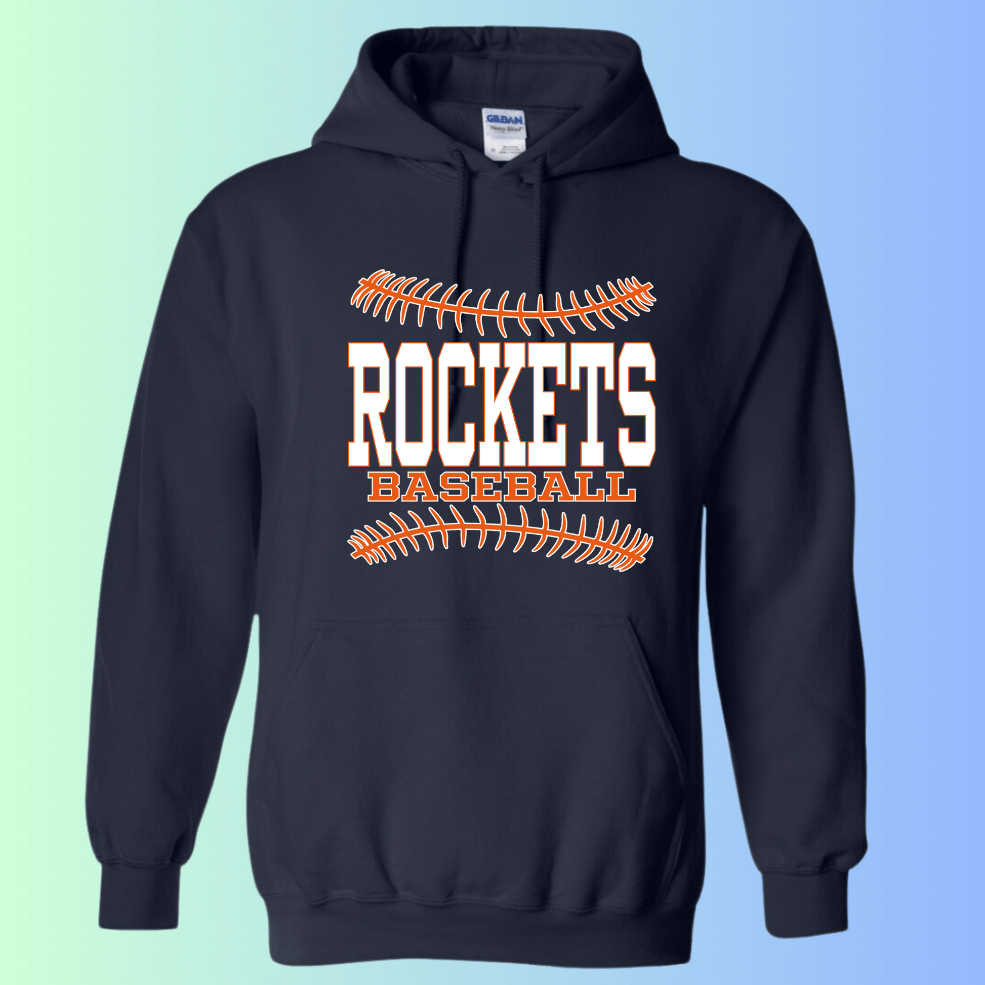 dBoldTees & DTF Transfers Rochester Rockets Baseball Gildan Apparel - RR001 Hoodie 18500 / Adult Small / Navy