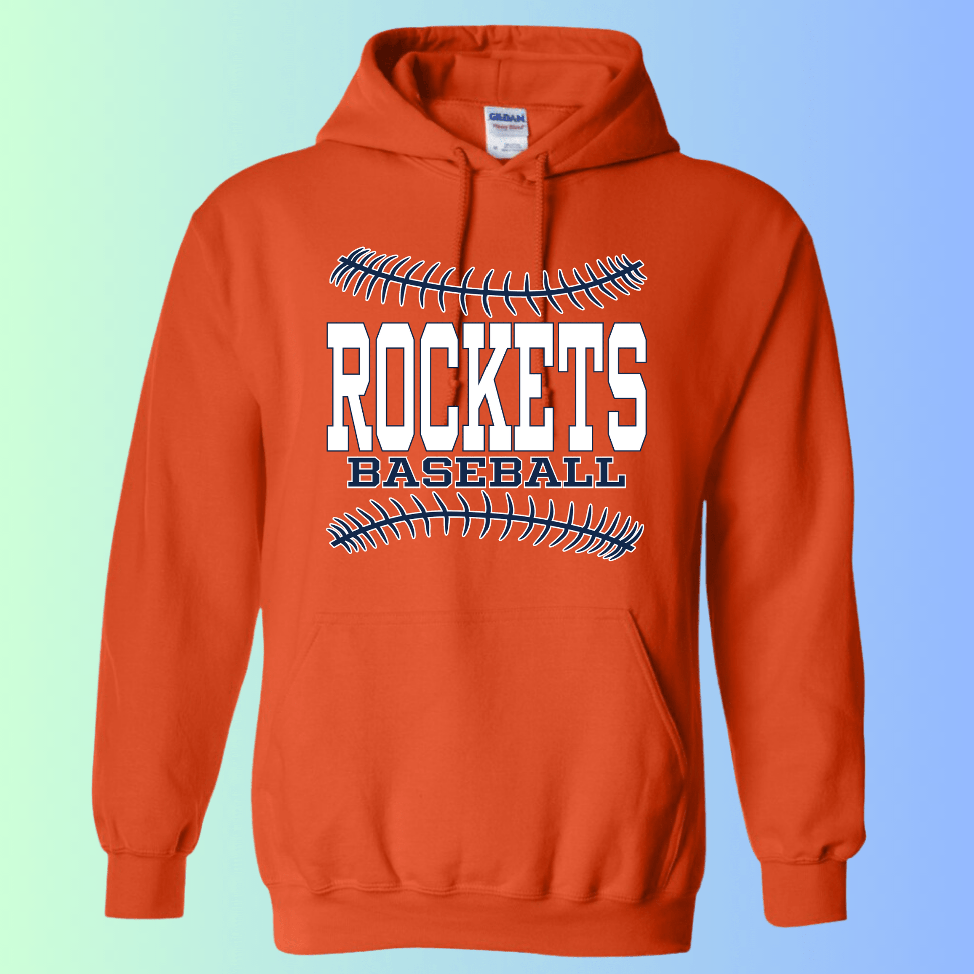 dBoldTees & DTF Transfers Rochester Rockets Baseball Gildan Apparel - RR001 Hoodie 18500 / Adult Small / Orange