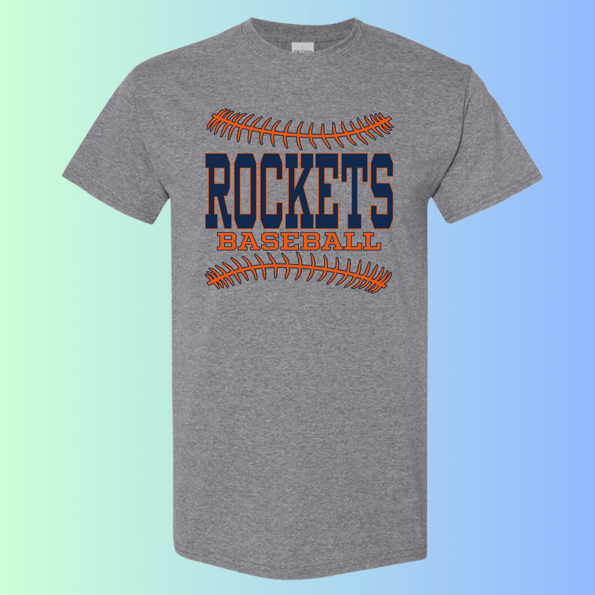 dBoldTees & DTF Transfers Rochester Rockets Baseball Gildan Apparel - RR001 T-Shirt 5000 / Adult Small / Gray