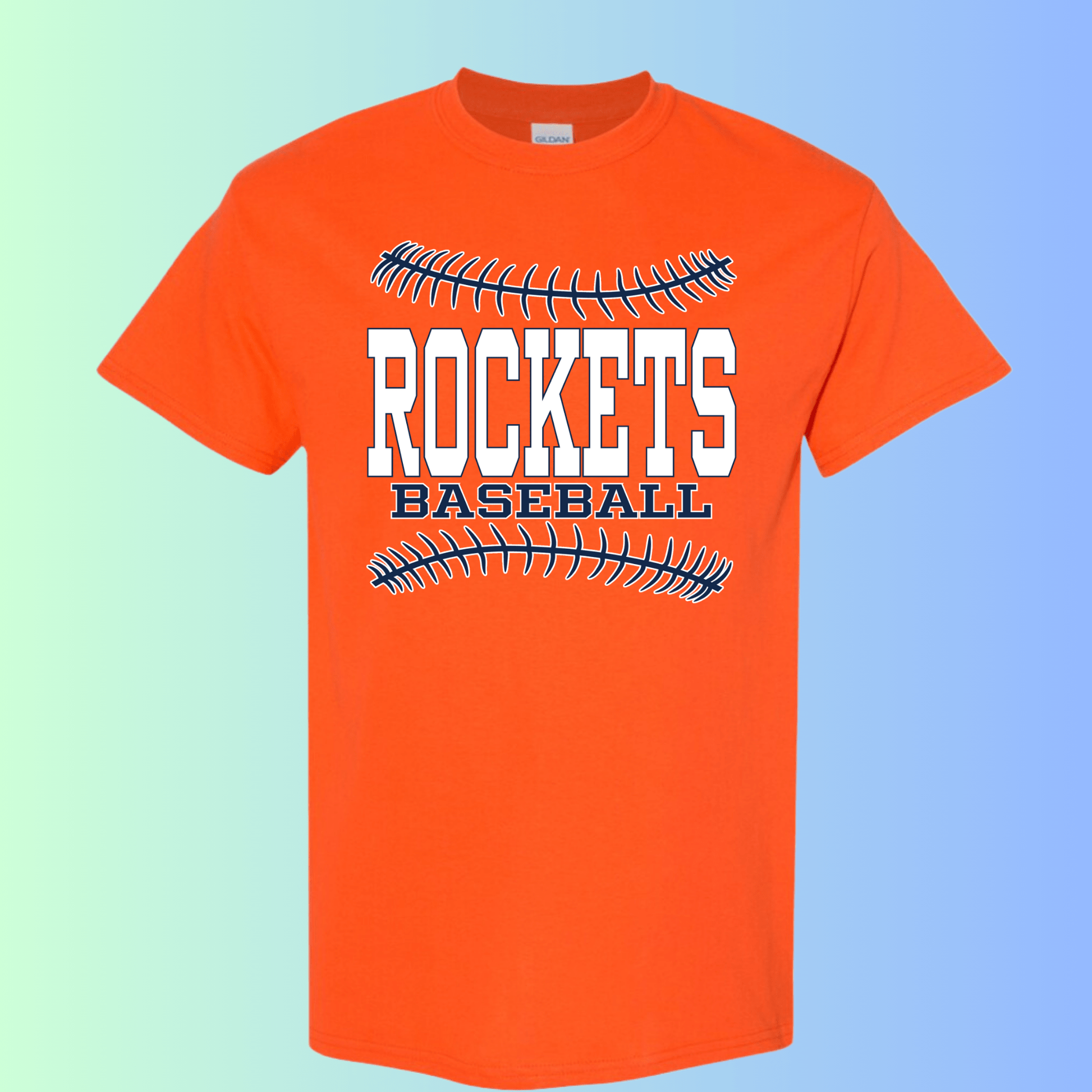 dBoldTees & DTF Transfers Rochester Rockets Baseball Gildan Apparel - RR001 T-Shirt 5000 / Adult Small / Orange