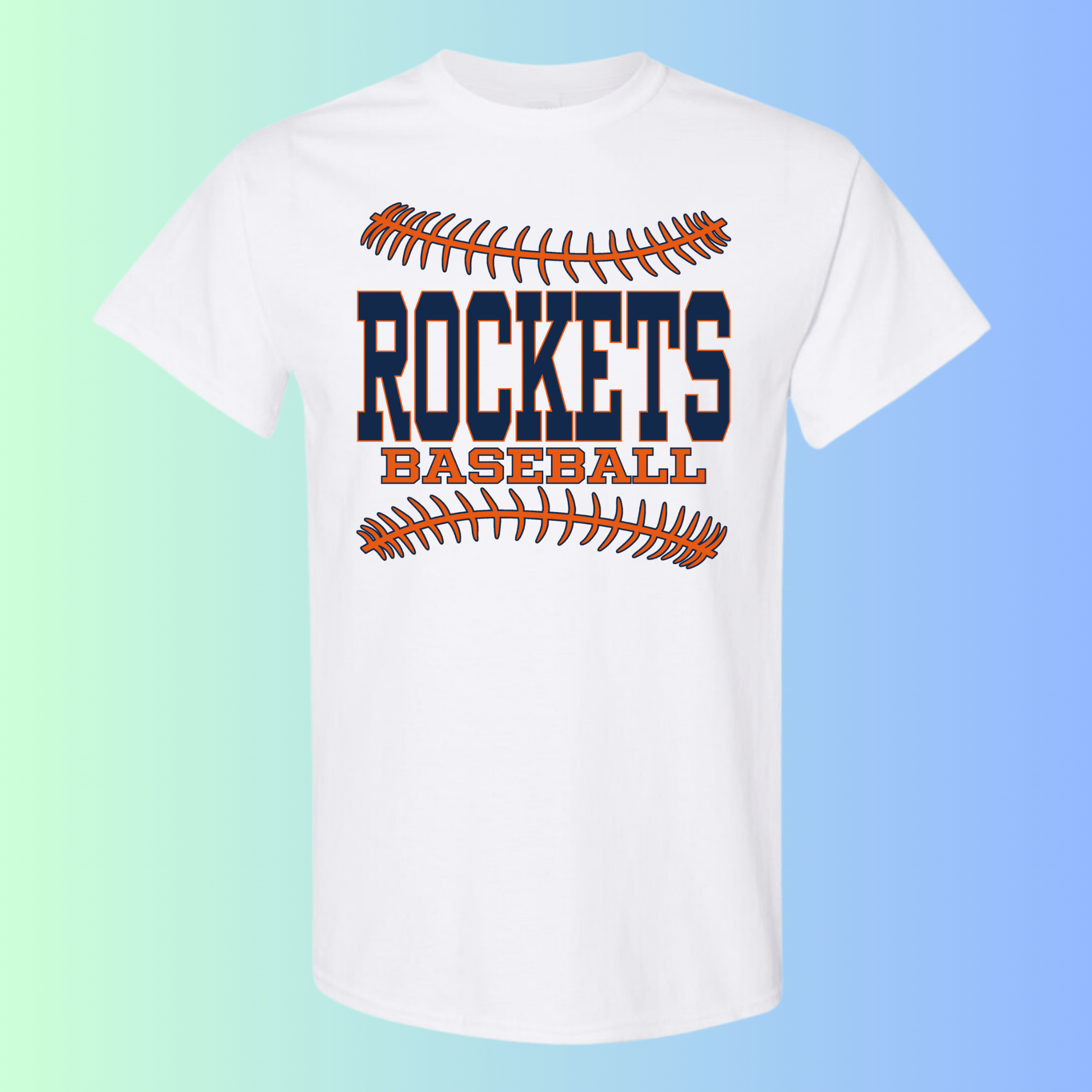 dBoldTees & DTF Transfers Rochester Rockets Baseball Gildan Apparel - RR001 T-Shirt 5000 / Adult Small / White