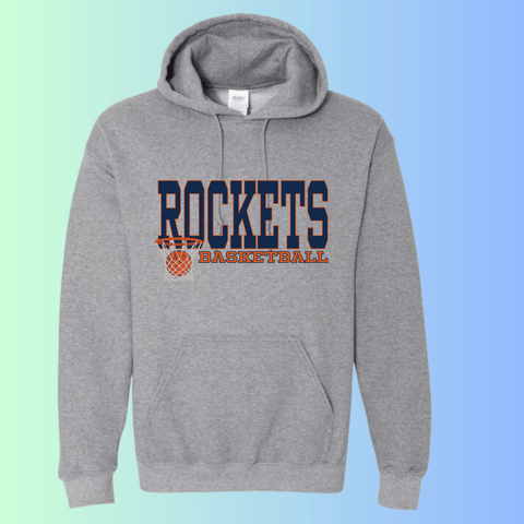 dBoldTees & DTF Transfers Rochester Rockets Basketball Gildan Apparel - RR001 Hoodie 18500 / Adult Small / Gray