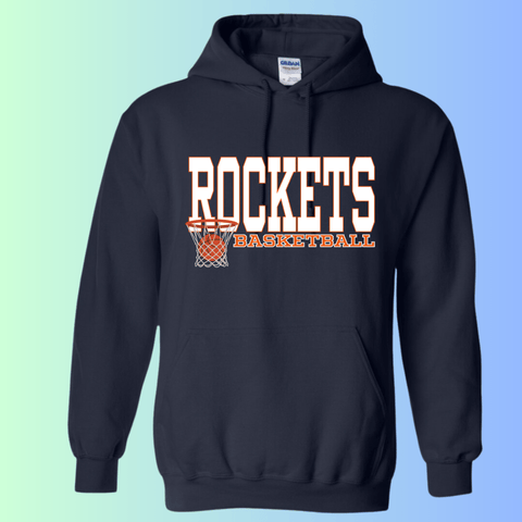 dBoldTees & DTF Transfers Rochester Rockets Basketball Gildan Apparel - RR001 Hoodie 18500 / Adult Small / Navy