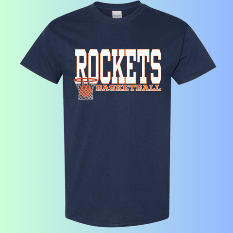 dBoldTees & DTF Transfers Rochester Rockets Basketball Gildan Apparel - RR001 T-Shirt 5000 / Adult Small / Navy