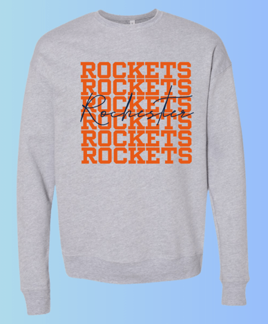 dBoldTees & DTF Transfers Rochester Rockets Bella + Canvas Crewneck 3945 DS009 - RR001 Adult Small / Gray