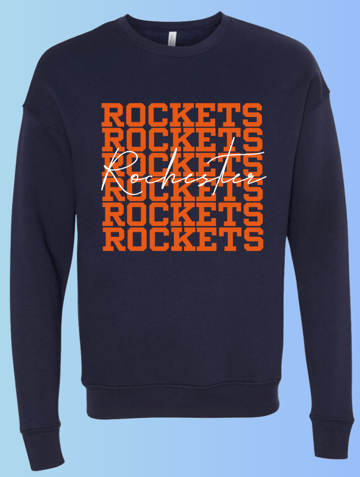 dBoldTees & DTF Transfers Rochester Rockets Bella + Canvas Crewneck 3945 DS009 - RR001 Adult Small / Navy