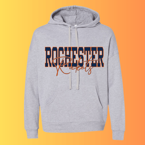 dBoldTees & DTF Transfers Rochester Rockets Bella + Canvas Hoodie 3729 DS001 - RR001 Gray / Adult Small