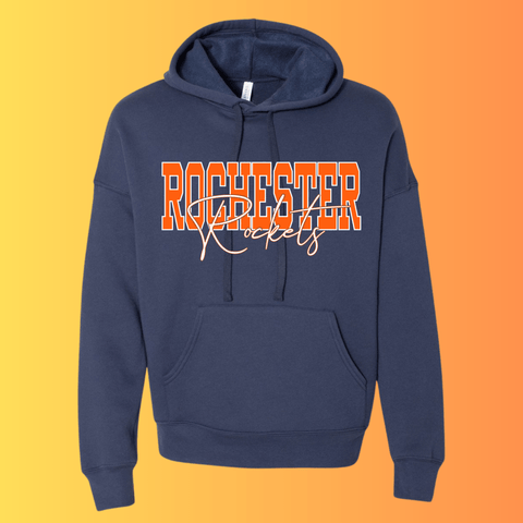 dBoldTees & DTF Transfers Rochester Rockets Bella + Canvas Hoodie 3729 DS001 - RR001 Navy / Adult Small