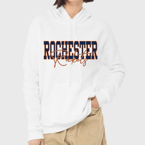 dBoldTees & DTF Transfers Rochester Rockets Bella + Canvas Hoodie 3729 DS001 - RR001 White / Adult Small