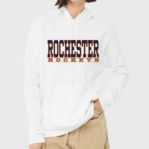 dBoldTees & DTF Transfers Rochester Rockets Bella + Canvas Hoodie 3729 DS004 - RR001 White / Adult Small