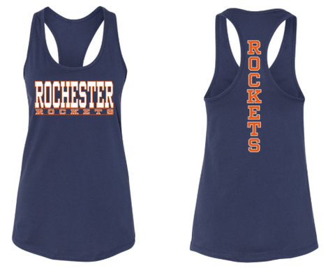 dBoldTees & DTF Transfers Rochester Rockets Bella + Canvas Razorback Tank 6008 - RR001 Navy / Adult Small
