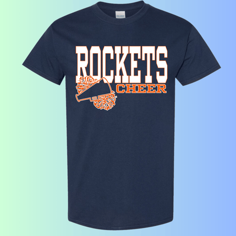 dBoldTees & DTF Transfers Rochester Rockets Cheer Gildan Apparel - RR001 T-Shirt 5000 / Adult Small / Navy