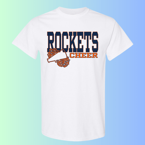 dBoldTees & DTF Transfers Rochester Rockets Cheer Gildan Apparel - RR001 T-Shirt 5000 / Adult Small / White
