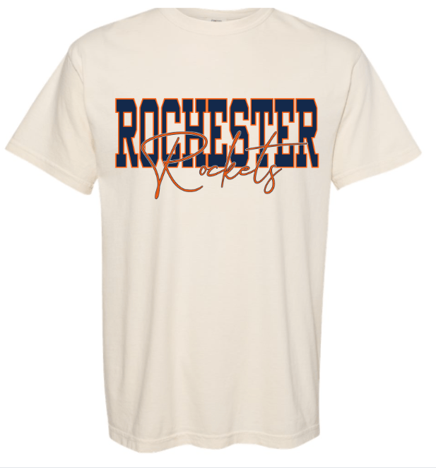 dBoldTees & DTF Transfers Rochester Rockets Comfort Colors 1717 DS001 - RR001 Ivory / Adult Small
