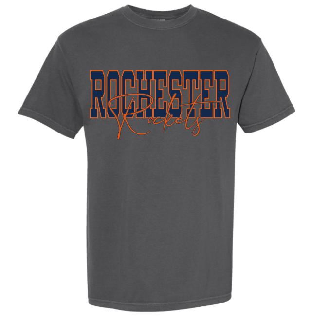 dBoldTees & DTF Transfers Rochester Rockets Comfort Colors 1717 DS001 - RR001 Pepper / Adult Small