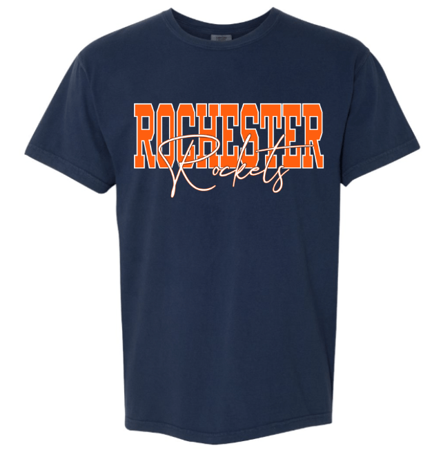 dBoldTees & DTF Transfers Rochester Rockets Comfort Colors 1717 DS001 - RR001 True Navy / Adult Small