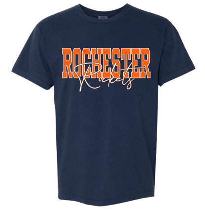dBoldTees & DTF Transfers Rochester Rockets Comfort Colors 1717 DS001 - RR001 True Navy / Adult Small