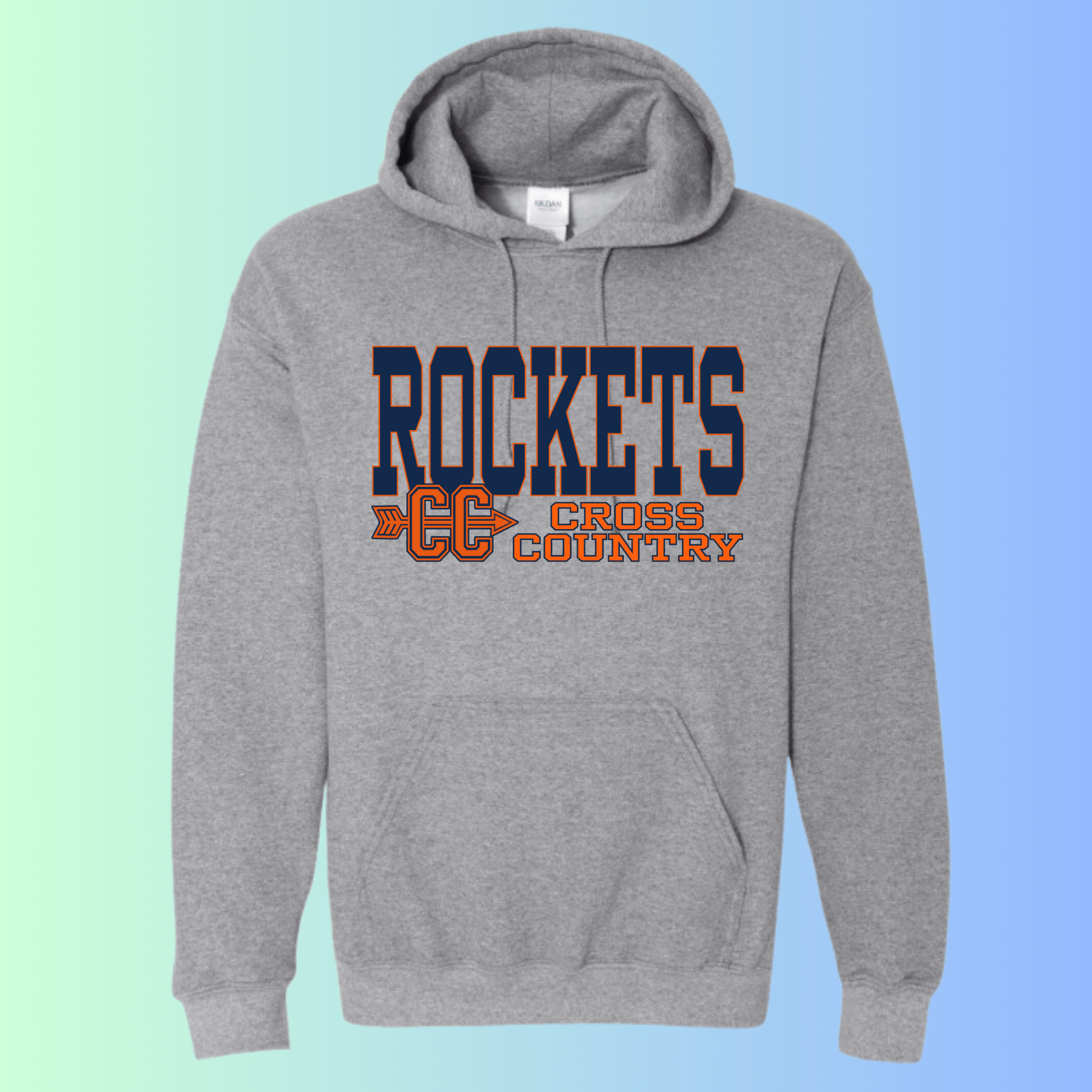 dBoldTees & DTF Transfers Rochester Rockets Cross Country Gildan Apparel - RR001 Hoodie 18500 / Adult Small / Gray