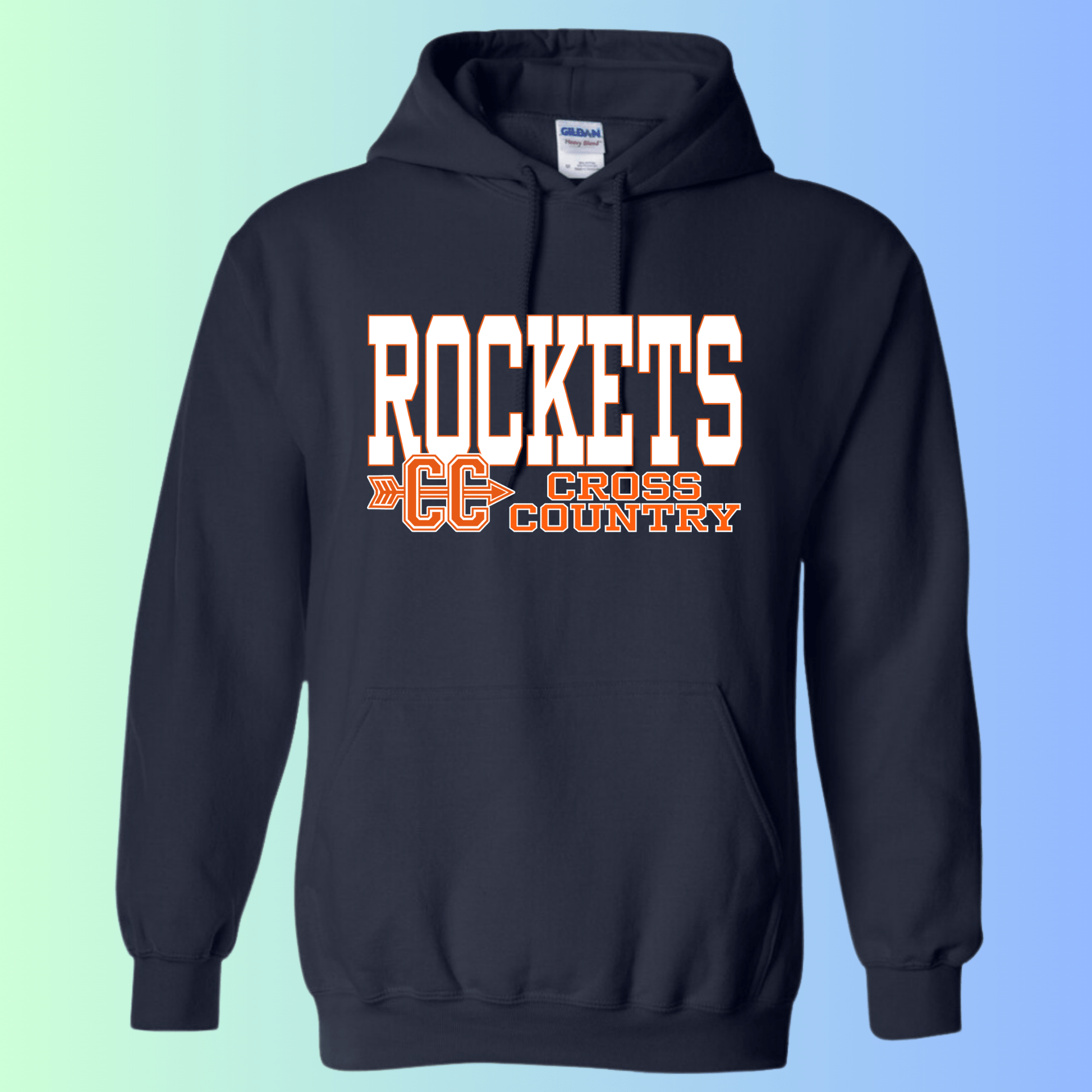 dBoldTees & DTF Transfers Rochester Rockets Cross Country Gildan Apparel - RR001 Hoodie 18500 / Adult Small / Navy