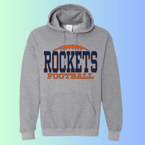 dBoldTees & DTF Transfers Rochester Rockets Football Gildan Apparel - RR001 Hoodie 18500 / Adult Small / Gray