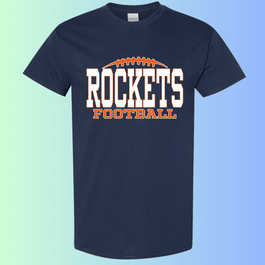 dBoldTees & DTF Transfers Rochester Rockets Football Gildan Apparel - RR001 T-Shirt 5000 / Adult Small / Navy